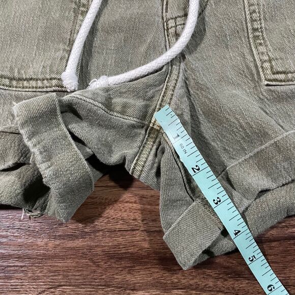 American Eagle Khaki Drawstring Shorts Green Stretch Cotton Cuffed Women Size 10 - Picture 3 of 7